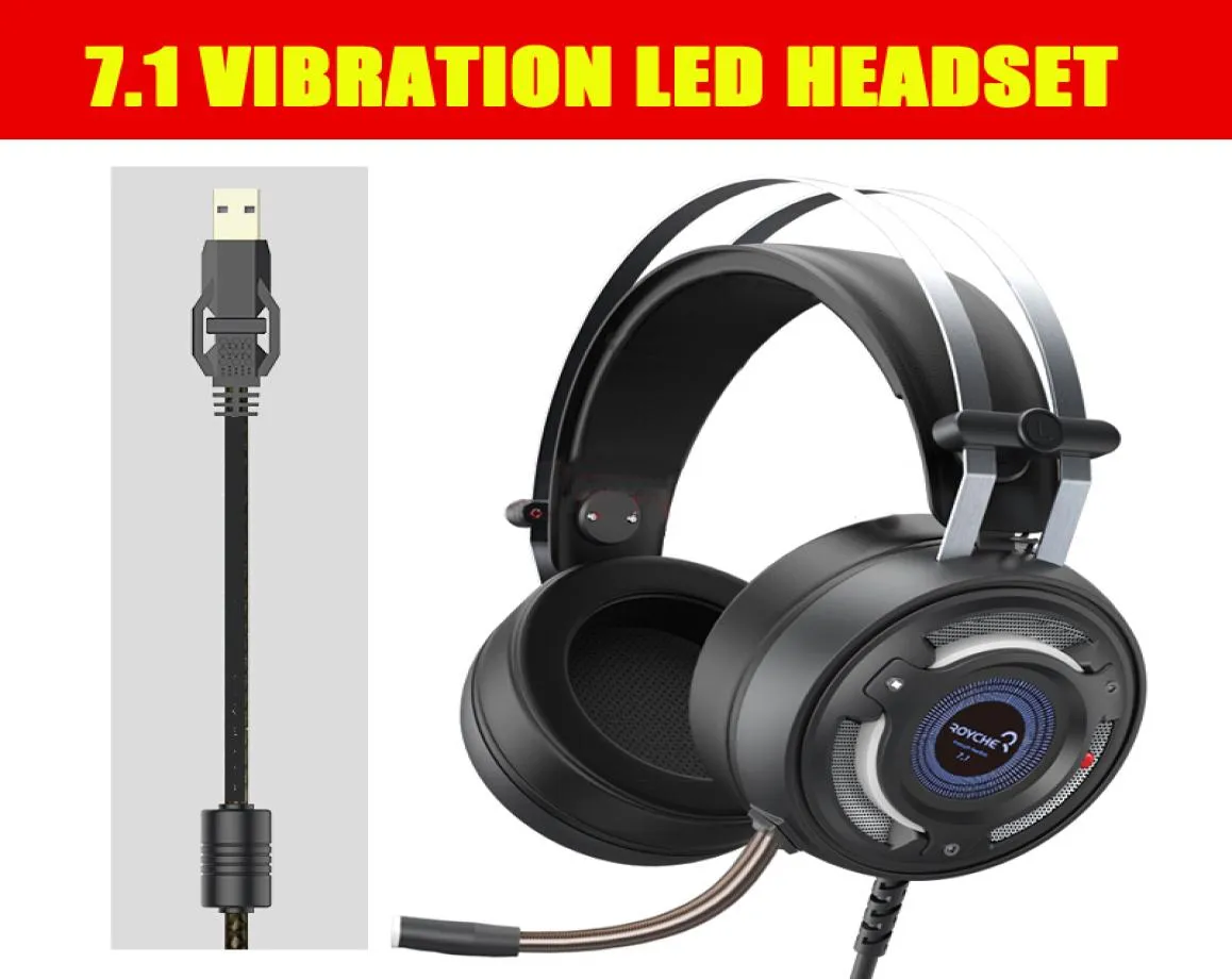 Nouveau 7 1 canaux home cinéma surround vibration respirer led casques de jeu casque pour ordinateur ps4 web bar6299423