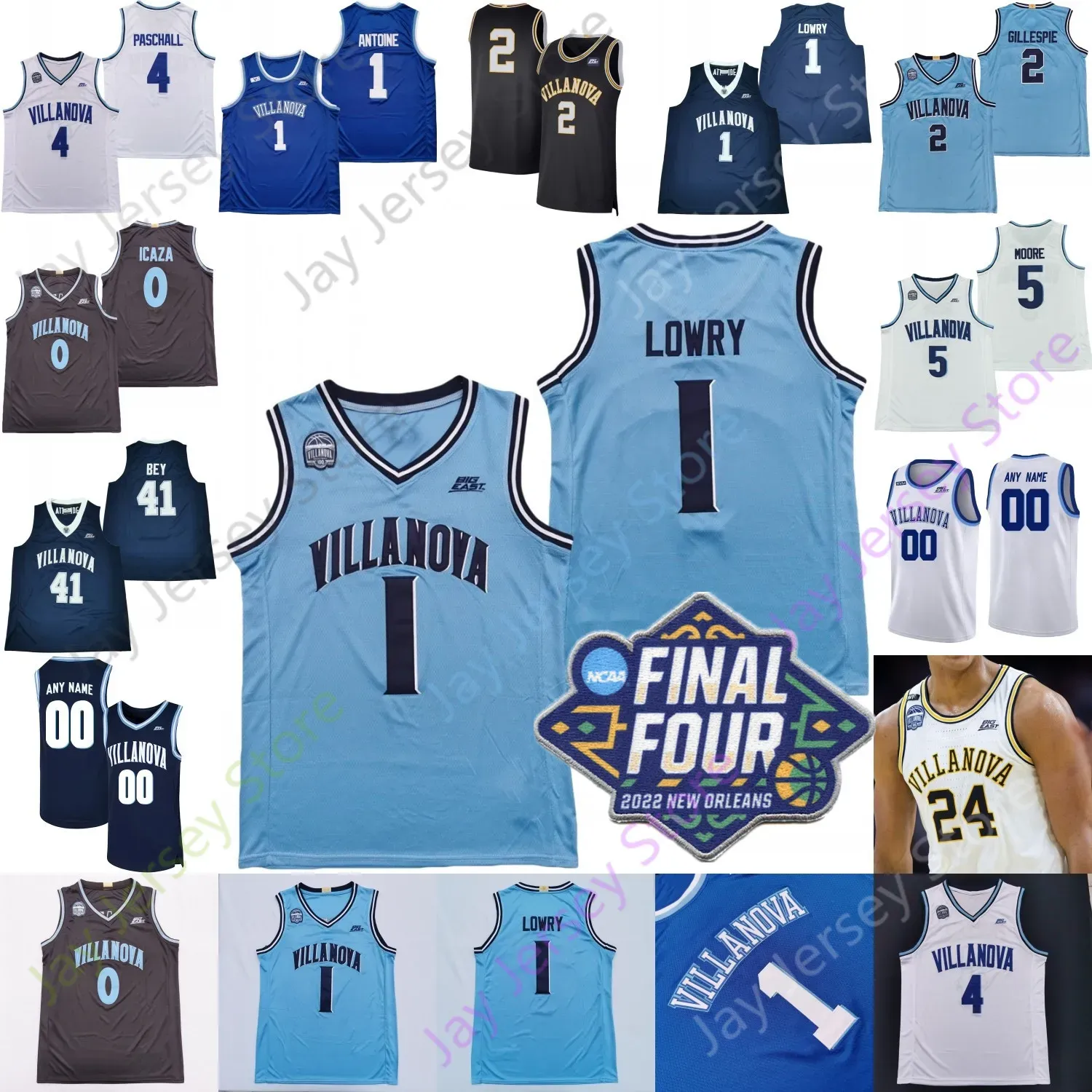 Finał cztery 4 Villanova Wildcats Basketball Jersey NCAA College Caleb Daniels Eric Dixon Brandon Slater Lonnino Lowry Collin Gillespie Arcidiacono Arcidiacono
