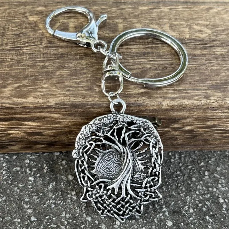 Porte-clés rétro arbre de vie, Viking Triskelion Triskele, symbole de nœud en spirale, amulette, accessoires de bijoux, fournitures artisanales