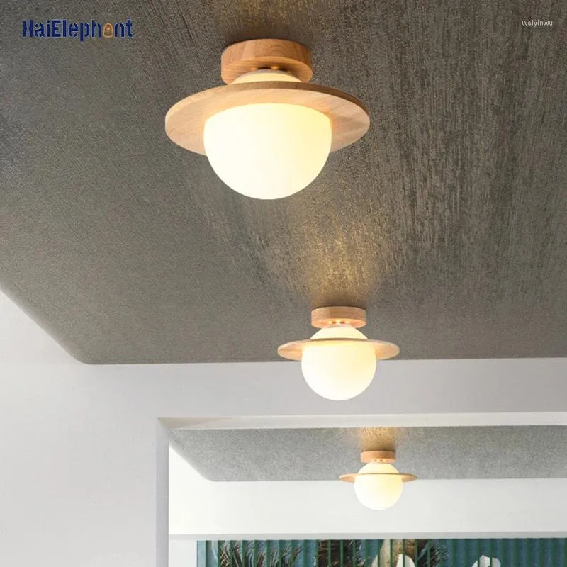 Lustres modernes créatifs bois LED allée lumières pour salon étude chambre couloir Loft maison déco boule lampes luminaires d'intérieur