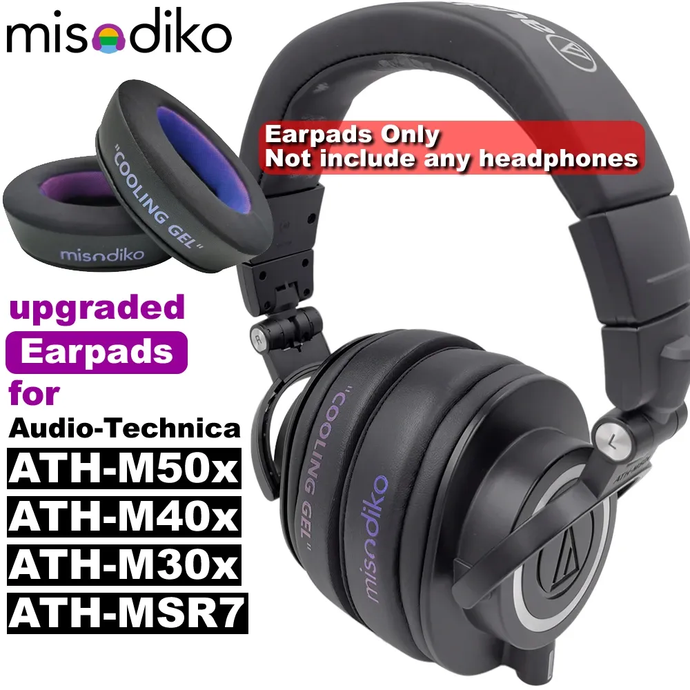 Acessórios misodiko almofadas de ouvido atualizadas, substituição de almofadas para fones de ouvido audiotechnica ath m50x/m40x/m30x/msr7/g1wl/pdg1