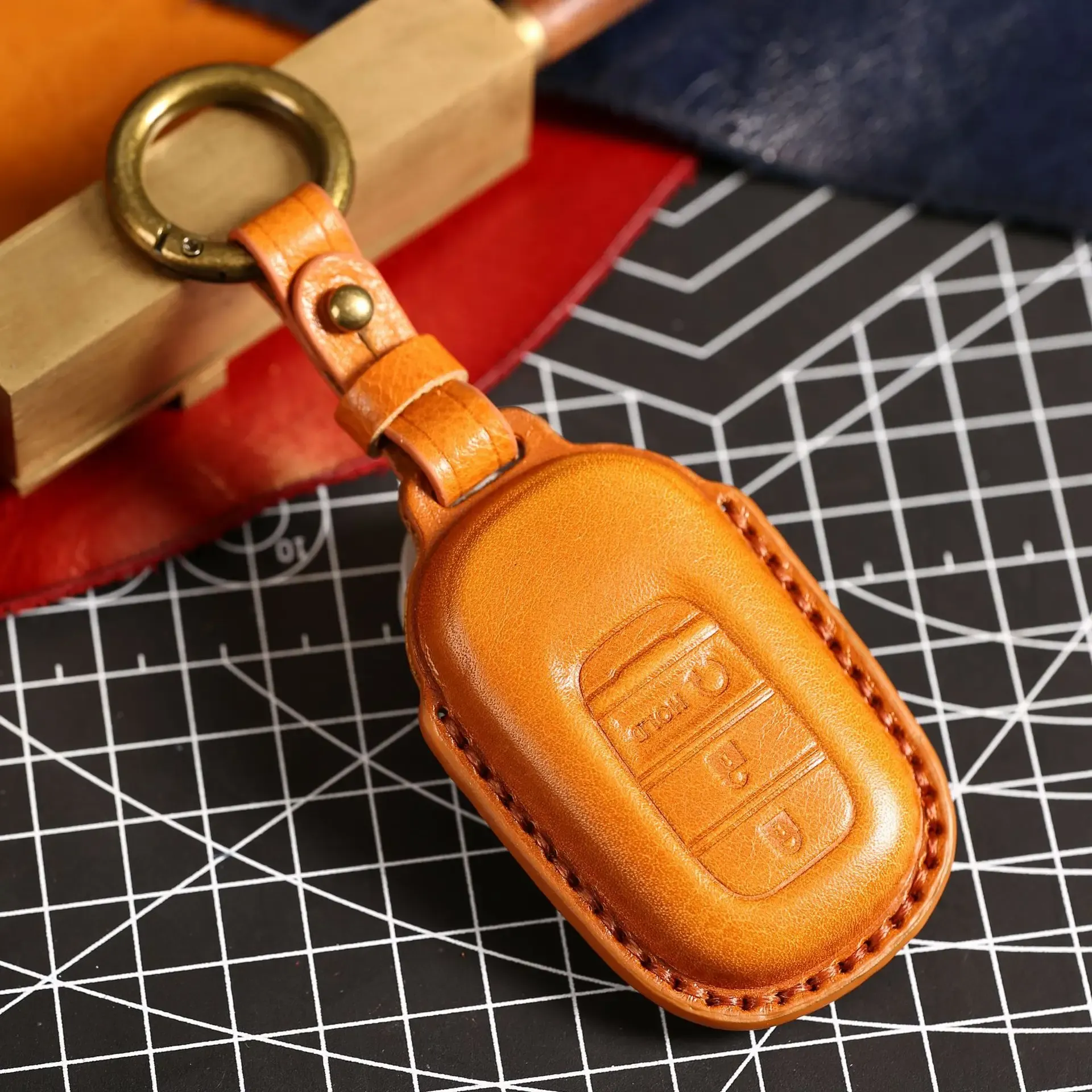 Leather Car Key Case Cover for Honda Crv Breeze Xrv Accord Civic Crider Keychain Holder Keyring Shell