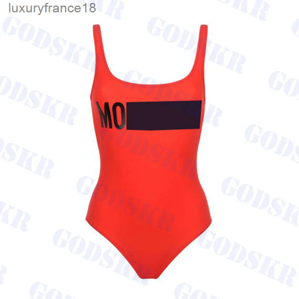 Womens Red Swimsuit One Piece Bikini Letter Print Swimwear Sexy Backless Ladies Bathing Suit''gg''B18Y