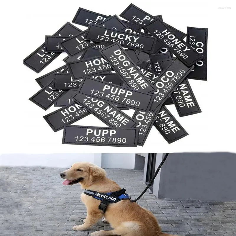 Dog Tag 2PCS Gepersonaliseerde naampatches ID-harnaslabels Aangepast logo Huisdierhalsband Puppyvervangingsbadges