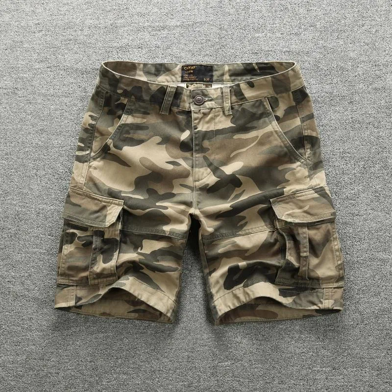 Shorts pour hommes Tactique Militaire Cargo Hommes Coton Multi-poche Mode Casual Classique Lâche Plage Cinq Points Pantalon Été Mâle