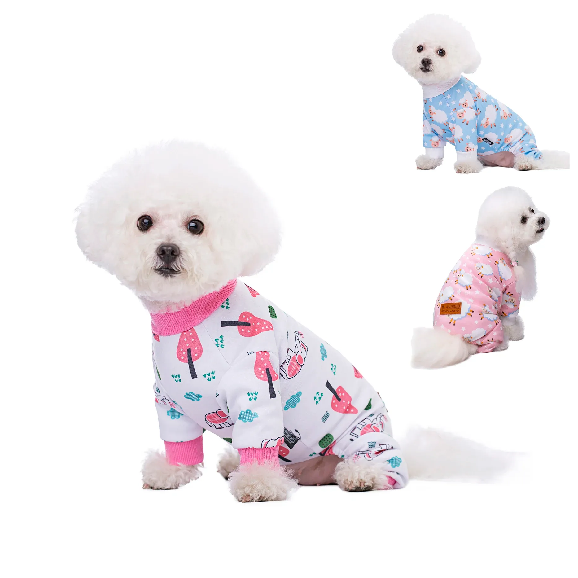 Pagliaccetti 2 pezzi Cuccioli Cani di piccola taglia Vestiti Simpatico pigiama per cani Tutina per animali Pagliaccetti morbidi Tutine per cuccioli Tute per animali domestici Chihuahua Yorkshire D