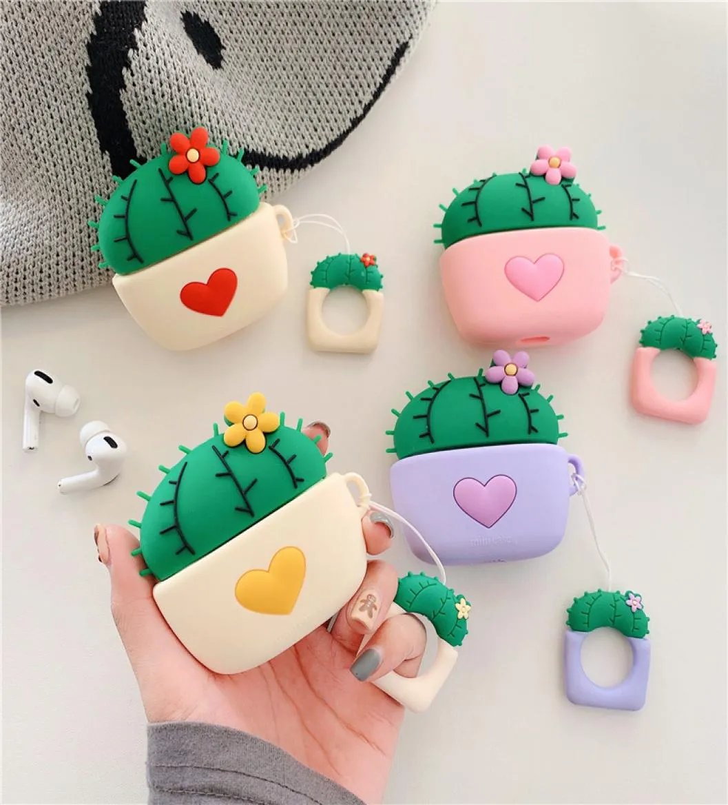 Mode Leuke Cactus Beschermhoes voor AirPods Pro3 Bluetooth Headset Antifall Cover voor AirPods Patroon Opbergdoos 4 Kleuren Wh3104893