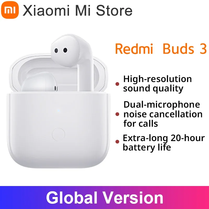 Headphones Global Version Redmi Buds 3 Earbuds Up to 20 Hours Listening TWS Wireless Bluetooth Headphones Dual Mic Noise Cancellations