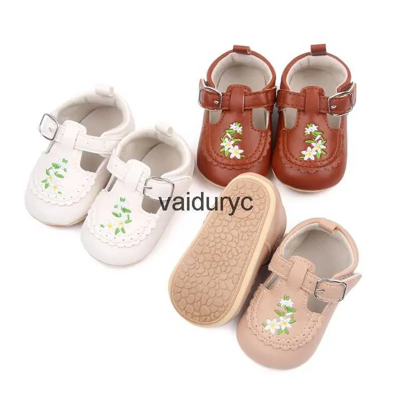 Babyschoenen Nieuwe aankomst zacht PU leer antislip TPR zool baby peuter kinderen meisje schoenen Bloem borduurH24229