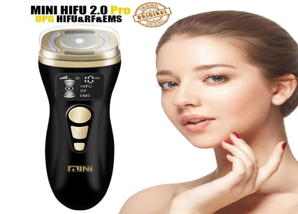 Massager twarzy Hifu 2 0 Black Magic Mini Machine Ultrasound RF EMS mikrokrądowe podnoszenie Ministerstwo Poruszanie Zmarszcze