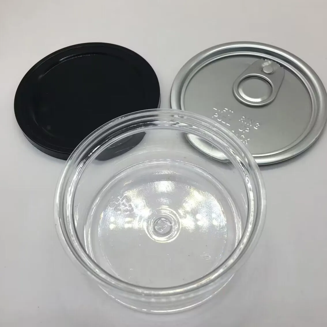 Plast kan husdjur tomt elegant smalt aluminiumförpackning oem 30g 50g 100g transparent burk mat ört container flaska anpassning tillgänglig