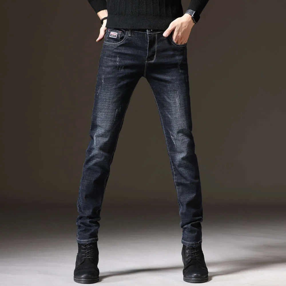 2024 Nya jeans Spring High Street Fit Slim Long Fashion Märke Retro Casual Pants for Men