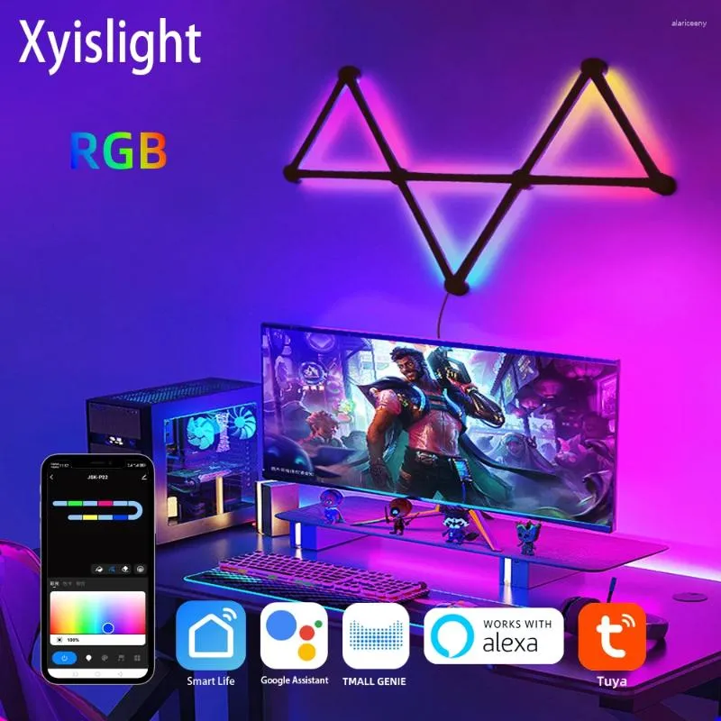 Nattljus wifi led väggfärg dimbar smart musik synkroniserad rytm rgb atmosfär ljus för spelrum hem dekor barer kit