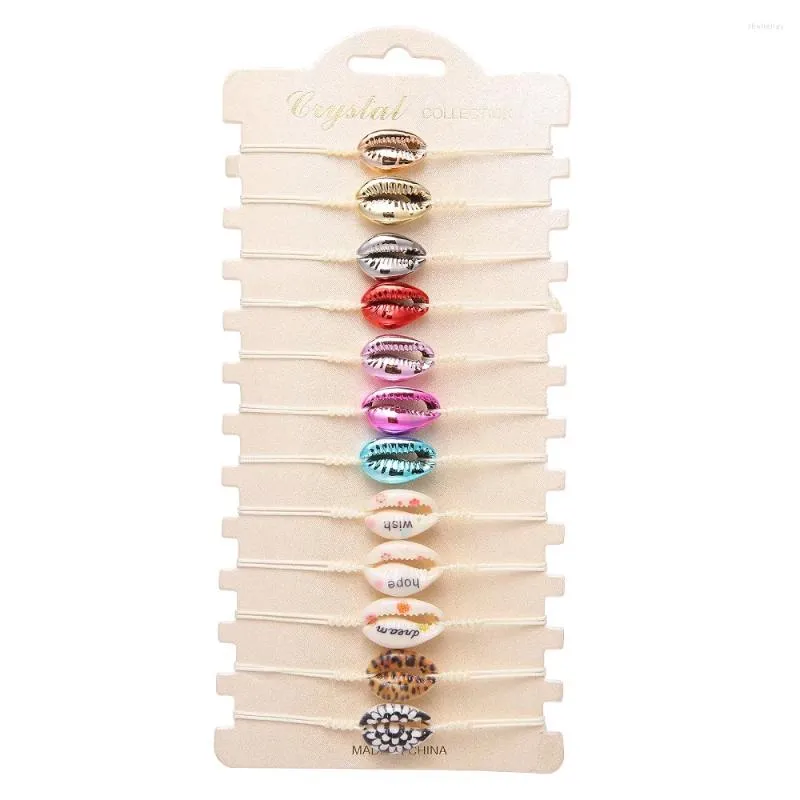 Charm Bracelets 12 Pcs/Sets Shell For Women Vintage Multilayer Cuff Bangles Adjustable Bracelet Pulseras Mujer