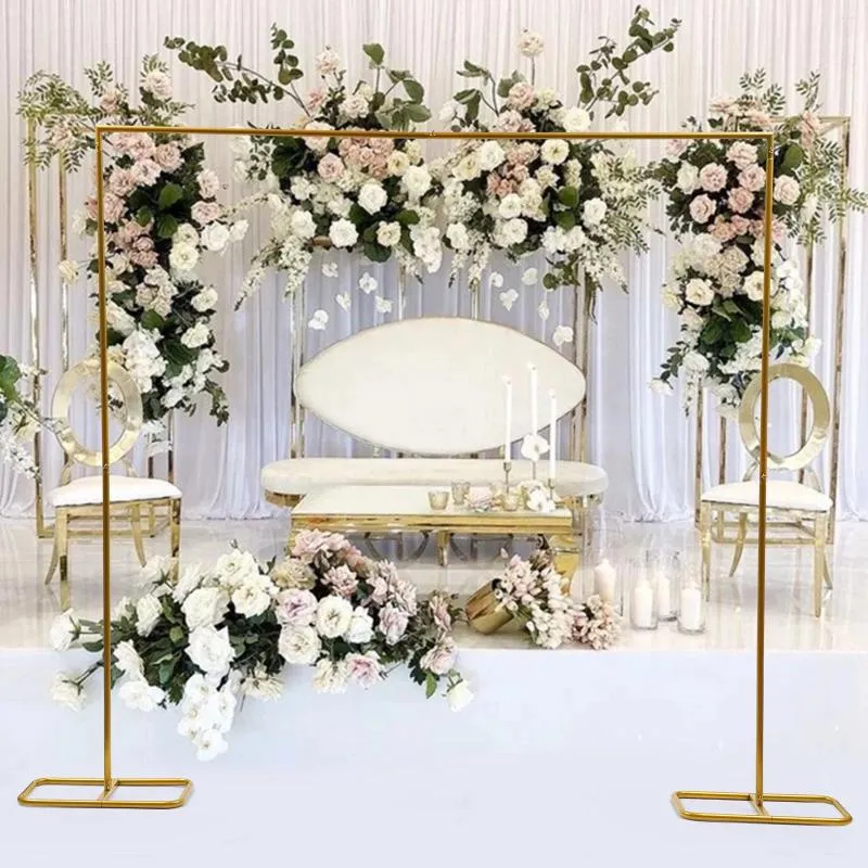 Party Decoration Gold Metal Wedding Arch Flowers Balloon Square Rack Door Birthday Venue