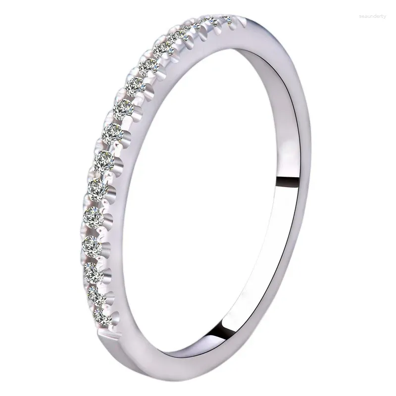 Anelli a grappolo Anello in moissanite rotondo in argento sterling 925 con taglio eccellente per donna, gioielli con diamanti da laboratorio