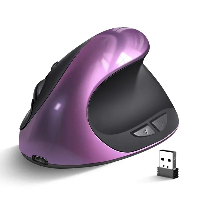 Souris Souris ergonomique sans fil, souris verticale rechargeable, petite souris pour droitier avec 6 boutons, 3 réglables 800/1200/1600 DPI