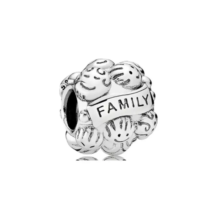 100% 925 Sterling Silver Family Charms Fit Original European Charm Bracelet Fashion Women Wedding Engagement Jewelry Accessories205w