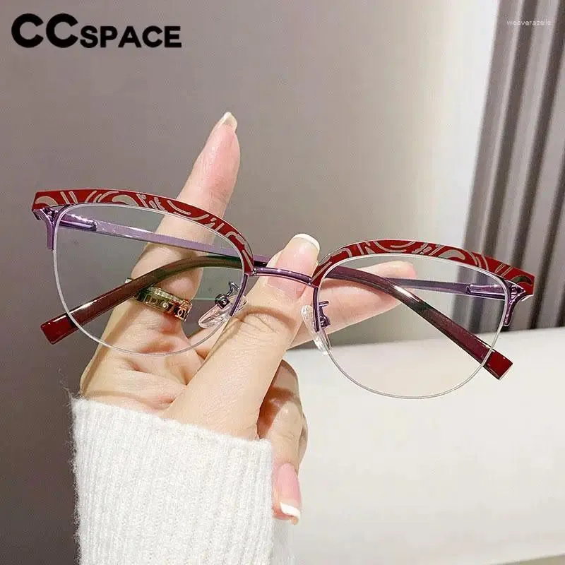 Sunglasses Frames 57222 Women Metal Half-Frame Glasses Frame Fashion Colorful Anti Blue Light Computer Eyeglass Optical Prescription