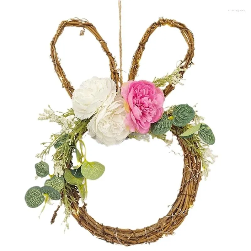 Decorative Flowers Easter Floral Circle Bunnys Shaped Grapevines Wreath Rabbits Garlands