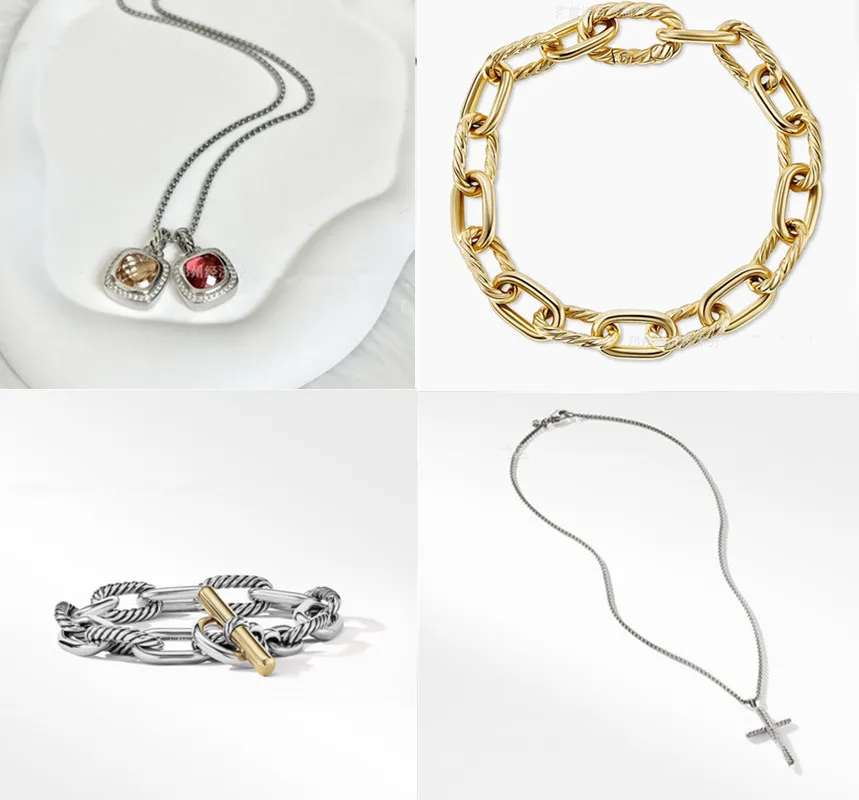 DY pokręcona bransoletka klasyczna luksusowa bransoletka bransoletka mody damska złoto 925 Srebrny krzyż Diament Moda moda romantyczny naszyjnik