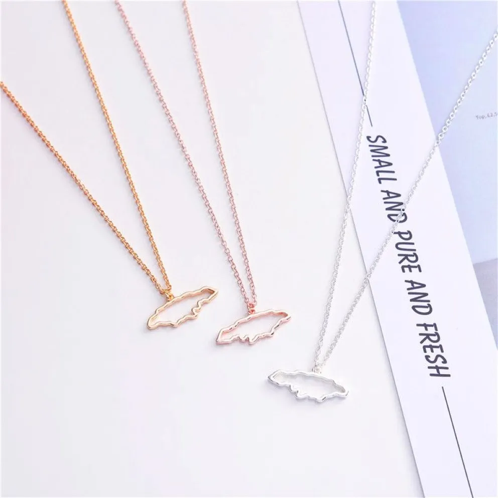 30PCS Small Caribbean Sea Island Jamaica Map Necklace Outline Country of Jamaican Continent Chain Necklaces for African Jewelry254e