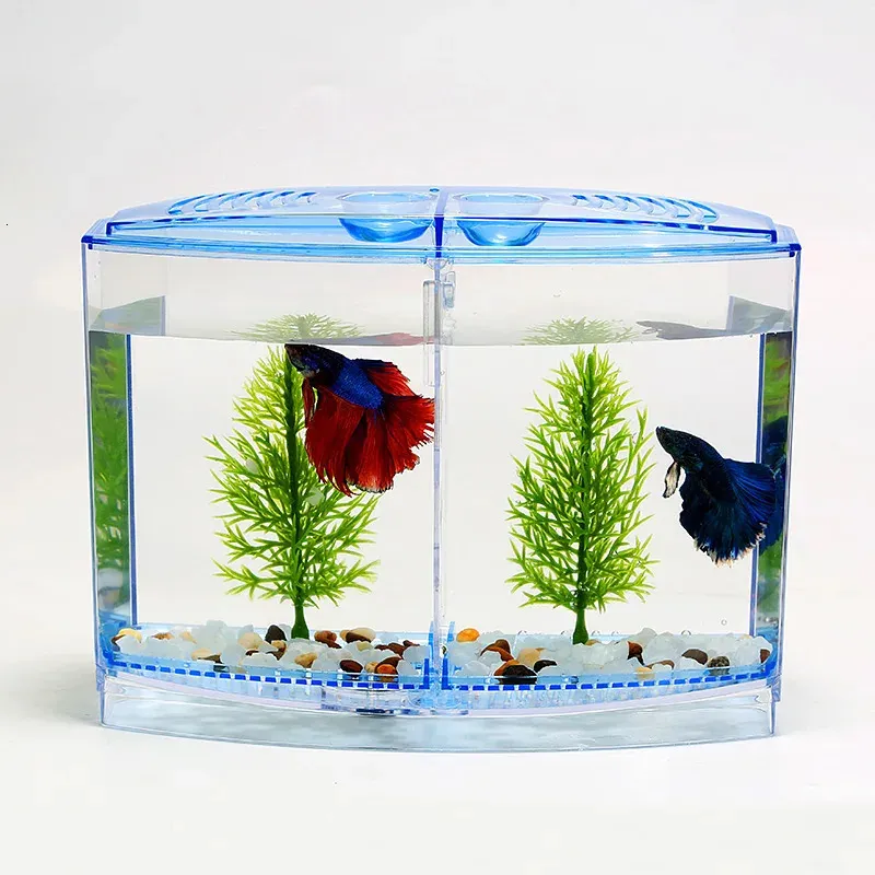 Aquarium Acrylic Double Betta Bowl Fighting Fish Mini House Incubator Box For Fry Isolation Hatchery Reptile Cage Turtle House 240219