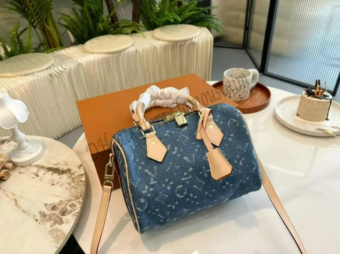 Yunzh Denim Canvas Tote Bag - Shoulder Handbag With Multiple Pockets For School & Travel - View #3