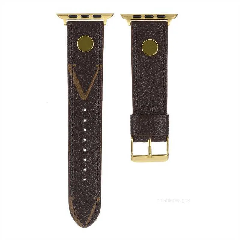 Designer Designer lederen horlogeband voor Iwatch Band 38mm 40mm 41mm 42mm 44mm 45mm Letters Smart Strap designer2ZDA2ZDA