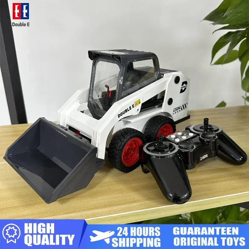 Bilar Double E E594 1:14 Remote Control Slip Loader Toy Car RC Truck Engineering Vehicle Skid Steer Cockpit grävmaskiner för pojkar