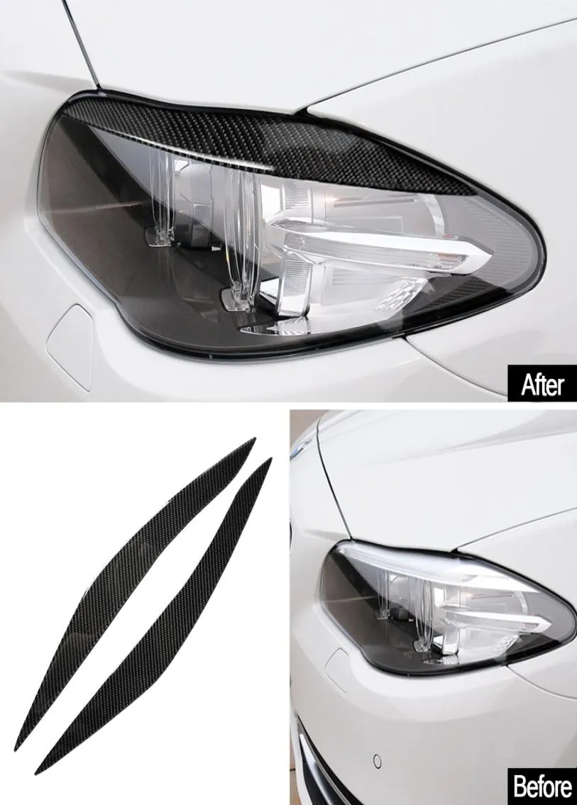 Real Carbon Fiber Headlights Eyebrows Eyelids For BMW F10 5 Series 201117 Front Head Light Lamp Eyebrows Trim Cover Accessories3513437