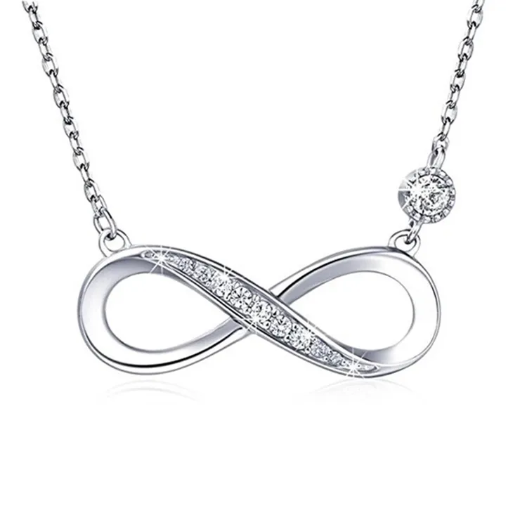 Trendy mode-infinity-hangerketting voor dames, 925 sterling zilver