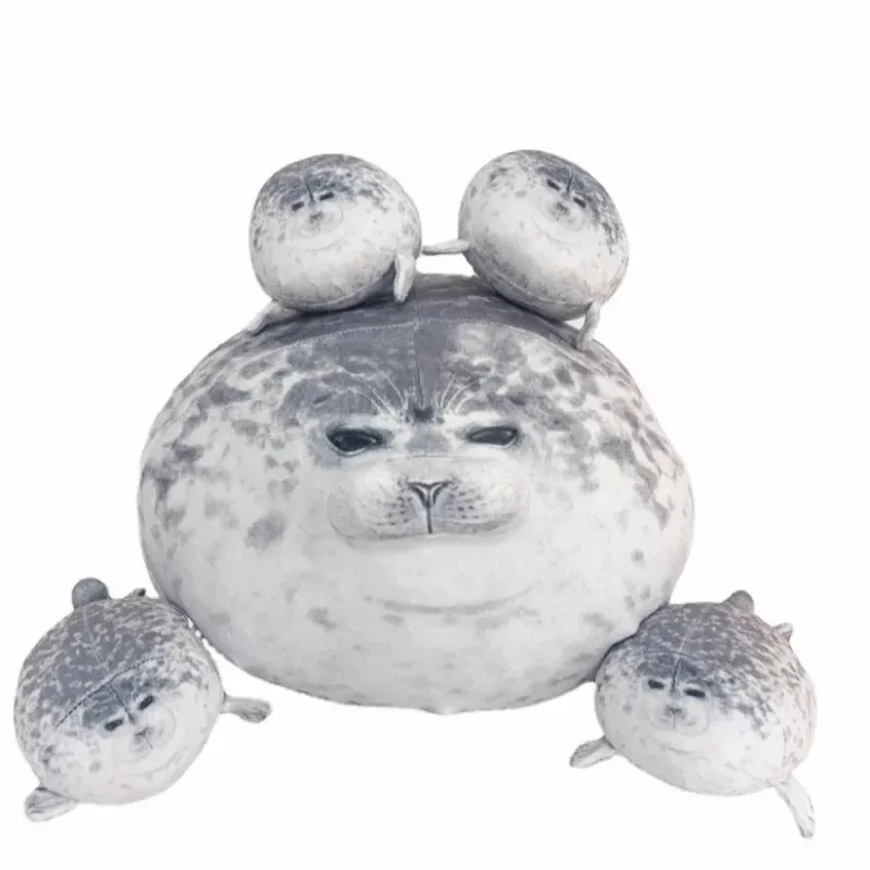 Kussens Moeder en zoon Angry Blob Seal Kussen Seal vijfdelige knuffel Chubby 3D Novelty Seal rits speelgoed jongens meisjes kerstcadeau