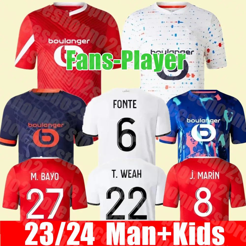 23 24 LOSC domicile Lille Soccer Jerseys UMTITI ANDRÉ CABELLA J DAVID YAZICI ANGEL Maillot de football Lille Olympique HARALDSSON ZHEGROVA Quatrième Maillot Hommes Kit Enfants