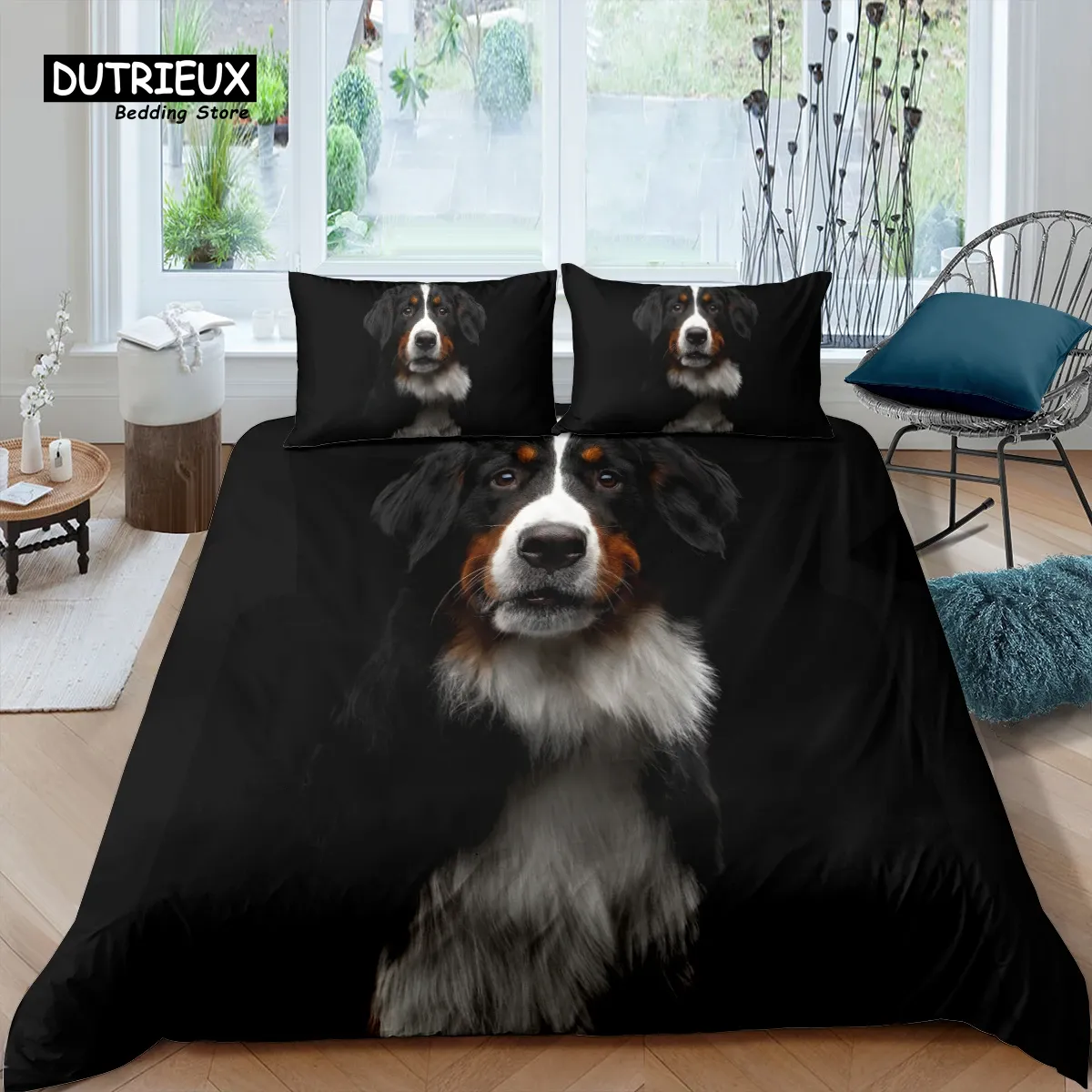 Set Home Living luksus 3D Pet Dog Print Pedding Zestaw Labrador kołdra kołpakowa Królowa i King UE/US/AU Rozmiar poliestrowy pościel Sheer Curtains
