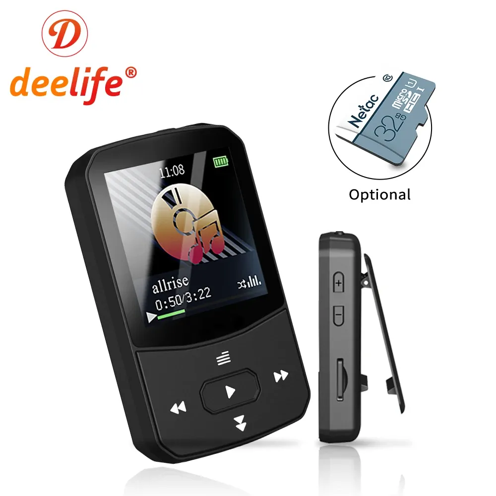 Player Deelife Mini Sport MP3 Player with Bluetooth Armband Clip for Running Portable Music Play Mp 3