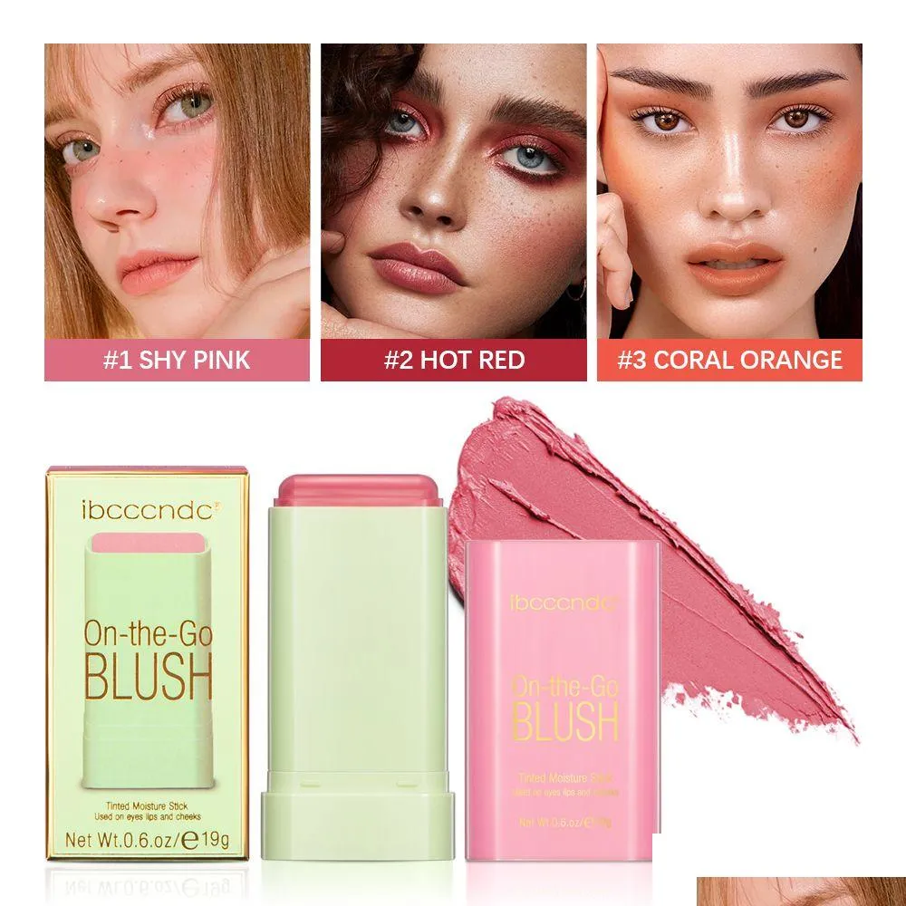 Blush Maquiagem Vara B Creme Ber Hidratante À Prova D 'Água 3 Cores Rosa Vermelho Laranja Para Olhos Lábios E Verifica Luxo Facial Make Up Drop Del Dhrkh