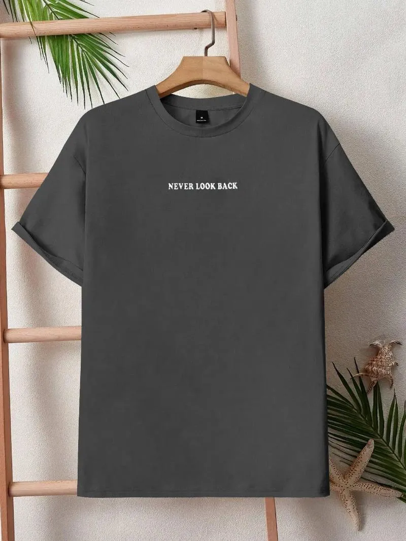 Wholesale Never Look Back Mens Cotton Crewneck T Shirts Loose Fit