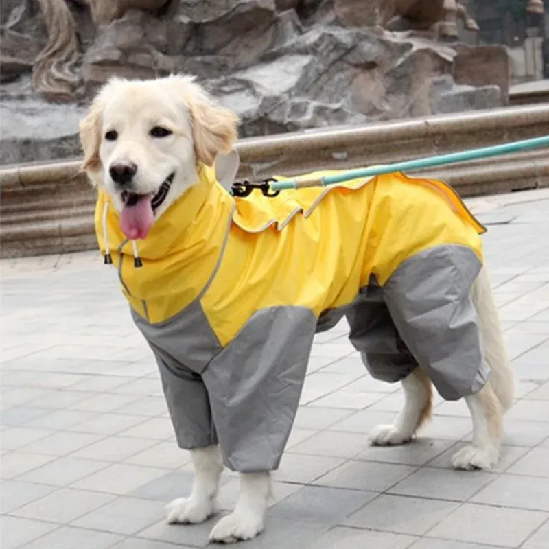 レインコート犬レインコート防水犬スーツドットレインケープミディアムビッグドッグフード付きジャケットポンチョペットレインコートチュバスクロパラパラ