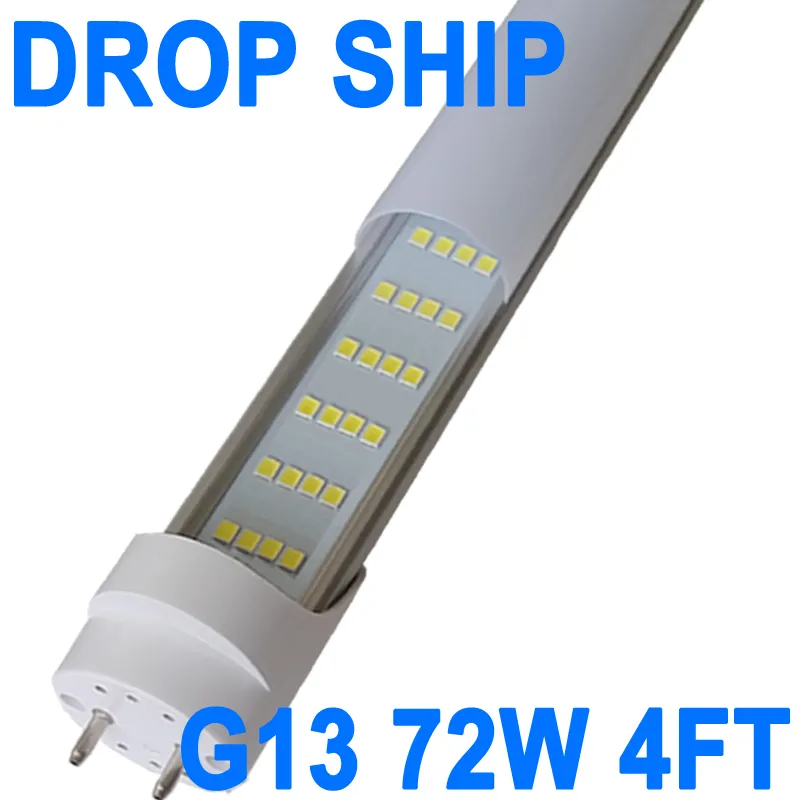 4 Ft T8 LED-buislamp 72W G13-basis 4 rijen 6500K ballast-bypass vereist, dual-end aangedreven, 72W vervangende LED-lampverlichting, 7200 lumen, AC 85-277V crestech