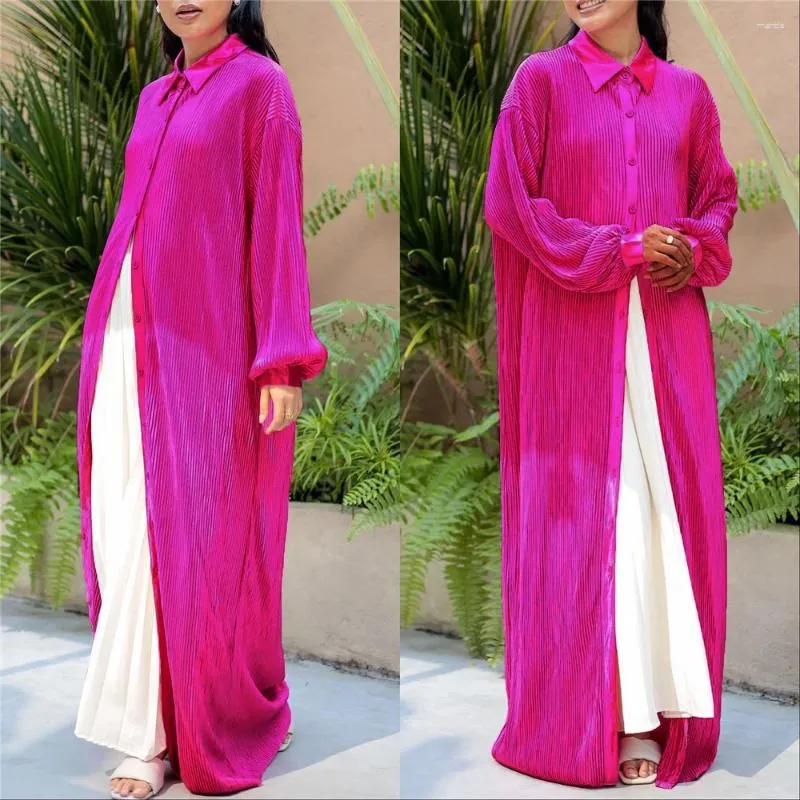 Ethnic Clothing Abaya For Fashion Women Muslim Pleated Long Maxi Dresses Turkey Kimono Islamic Arab Eid Party Kaftan Ramadan Shirt Robe