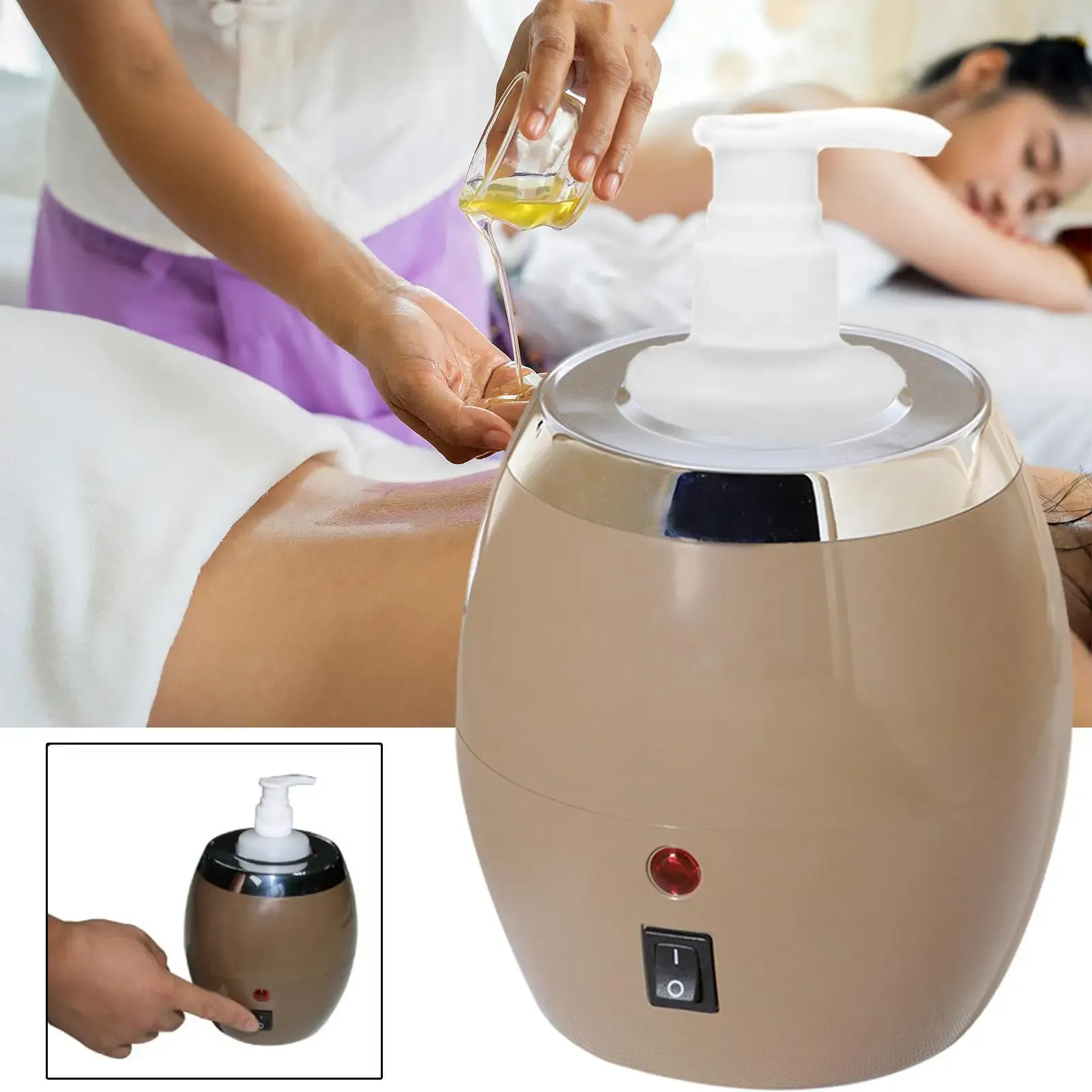 Flaskor Enkla flaskolja/lotionflask varmare aluminiumlegering Inner Tank Massage Beauty Salon Spa Bottle Heating Essential Oil Heater