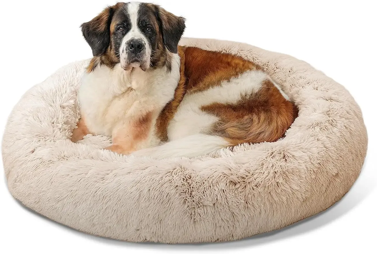 Maty oryginalny uspokajający kota pączki i łóżko dla psa w kudakach Taupe, bardzo duże 45 "