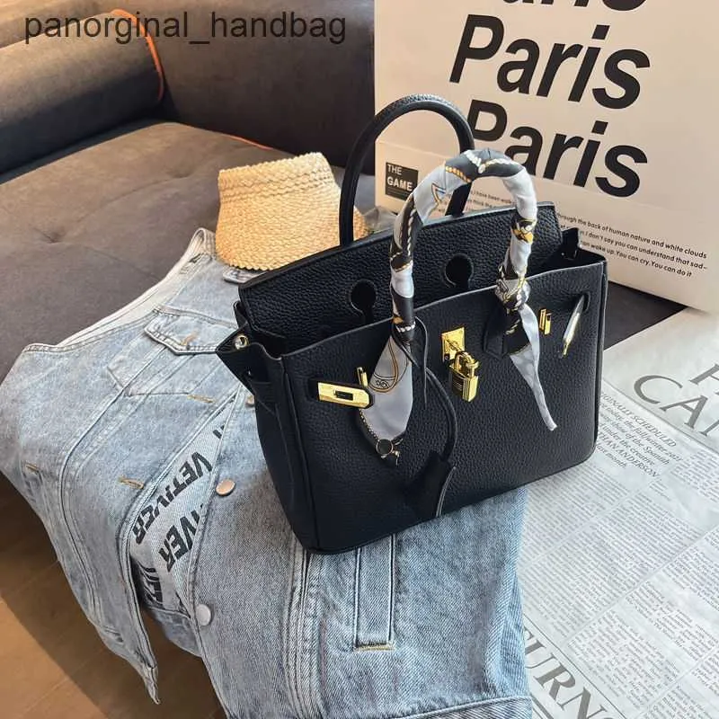 Original H Tote Bag Spring Luxury 2024 Large Capacity Handheld Womens Single Shoulder Crossbody Genuine Leather Mini Litchi Pattern HATS QAN5
