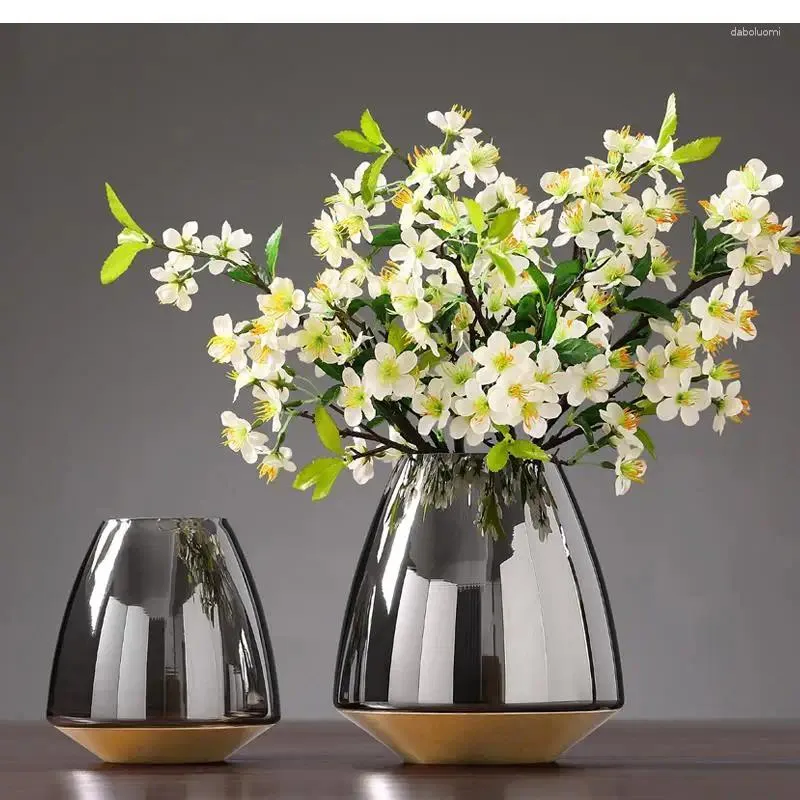 Vasi Semplice Bottiglia di vetro trasparente Vaso di fiori Vaso smaltato Soggiorno Disposizione Tavolo da pranzo Decorazione della casa