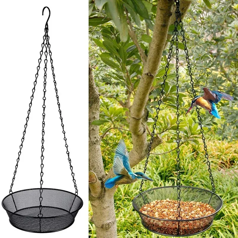 Feeding Metal Mesh Hanging Bird Feeder Tray, Platform Seed Tray for Bird Feeders, Wild Bird Feeders for Outdoor Garden Backyard Attract