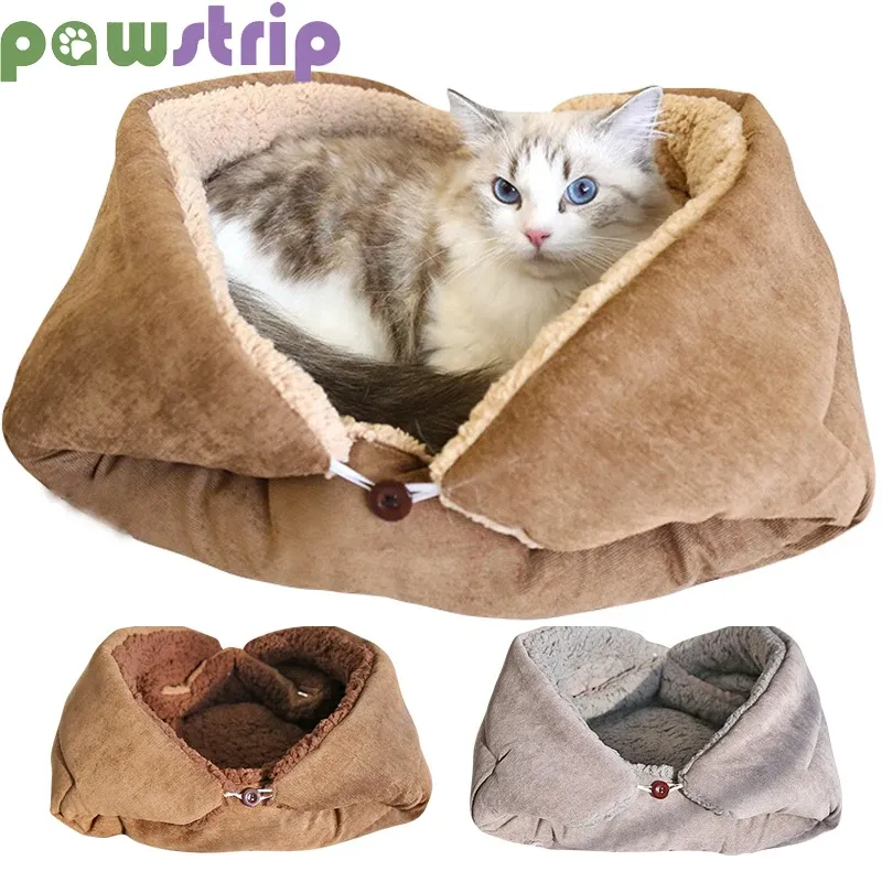 Tapis lit d'hiver en velours côtelé chaud pour chat, tapis de couchage épais et pliable pour chaton et chiot, anti-anxiété, améliore le sommeil, fournitures pour animaux de compagnie