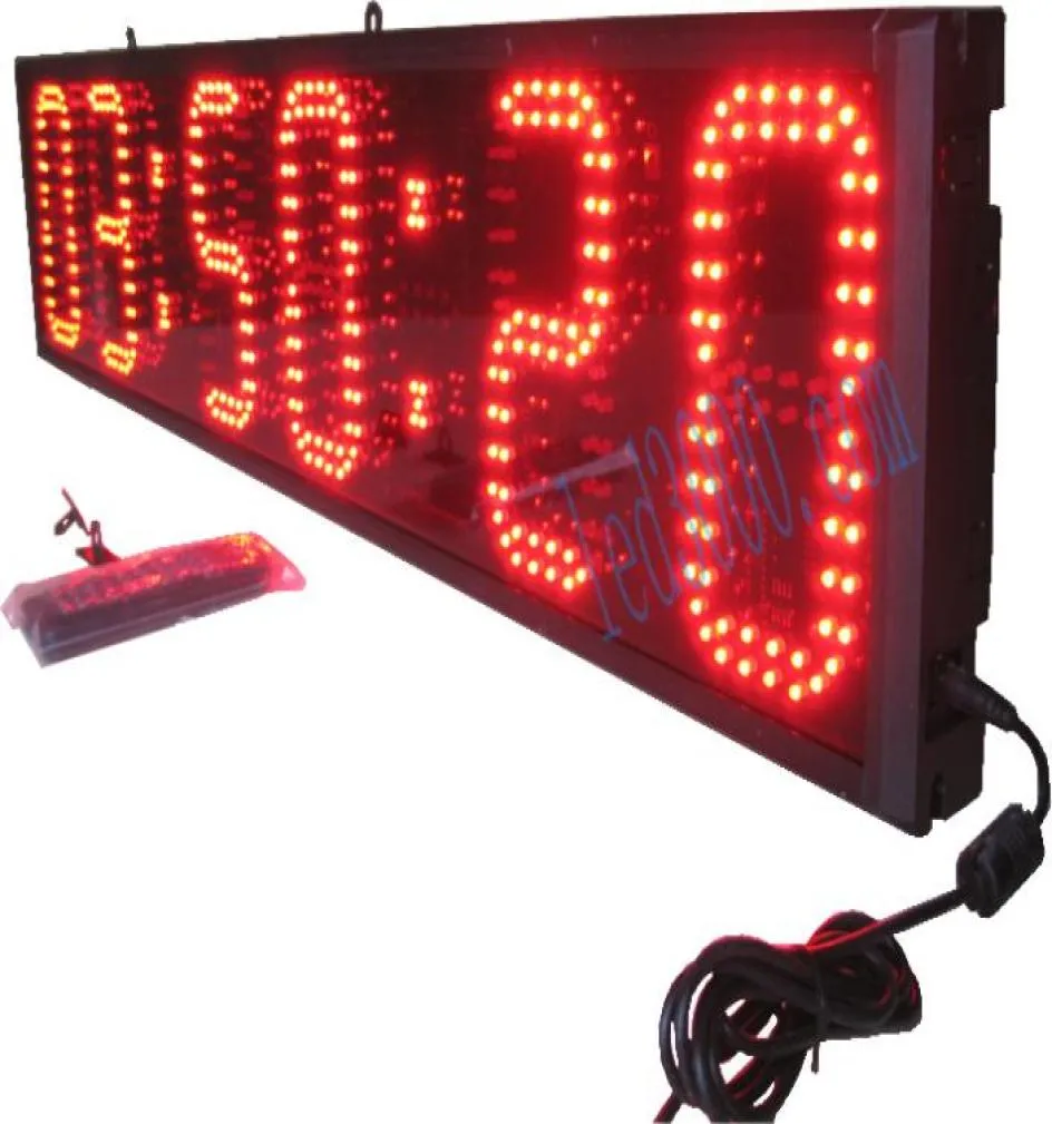 Contagem regressiva com display LED, relógio esportivo, timer em tempo real, 12 24 horas, controle remoto vermelho, moldura de alumínio de um lado, pode b8060715