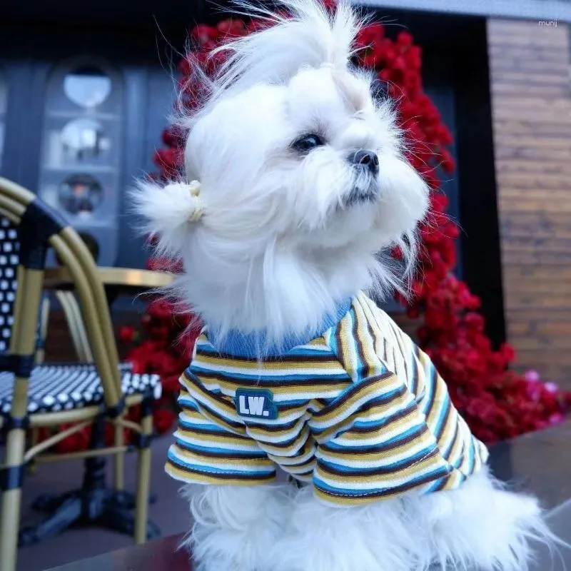 Cão vestuário contraste cor xadrez t camisa roupas moda casual base camisas pequenos cães roupas gato confortável macio itens para animais de estimação atacado