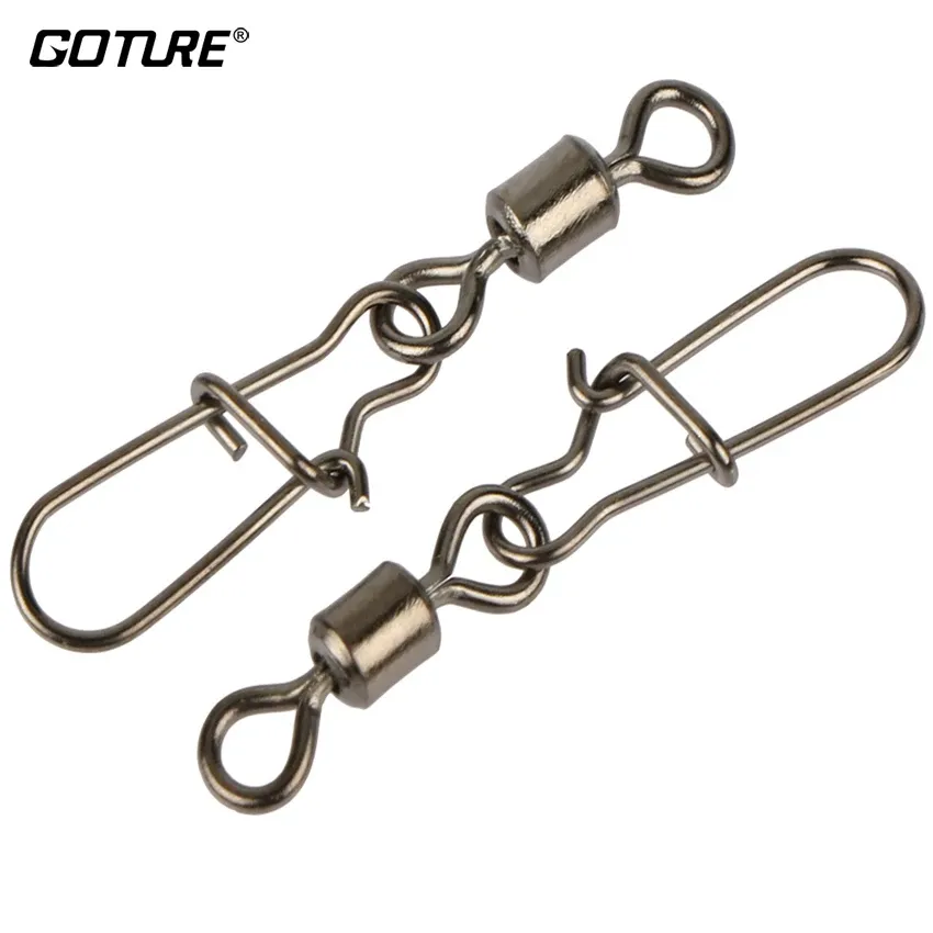 Tools Goture 200pcs/lot MS+ZQ Rolling Fishing Swivel With Nice Snap Size 8, 6, 4, 2 Pin Hook Lure Terminal Carp Fishing Tackle